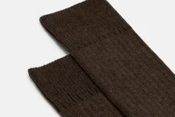 Socken>MORJAS The Wool Sock Mid-BrownRibbed